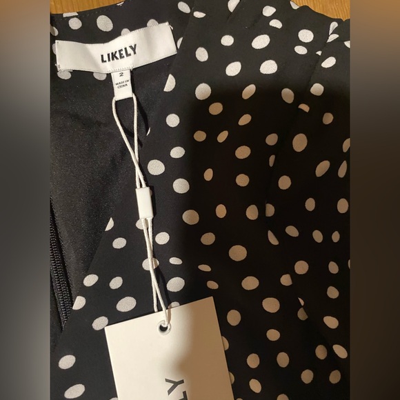 NWT Likely Revolve Corinne ruffle front long sleeve polka dot dress - Picture 3 of 5